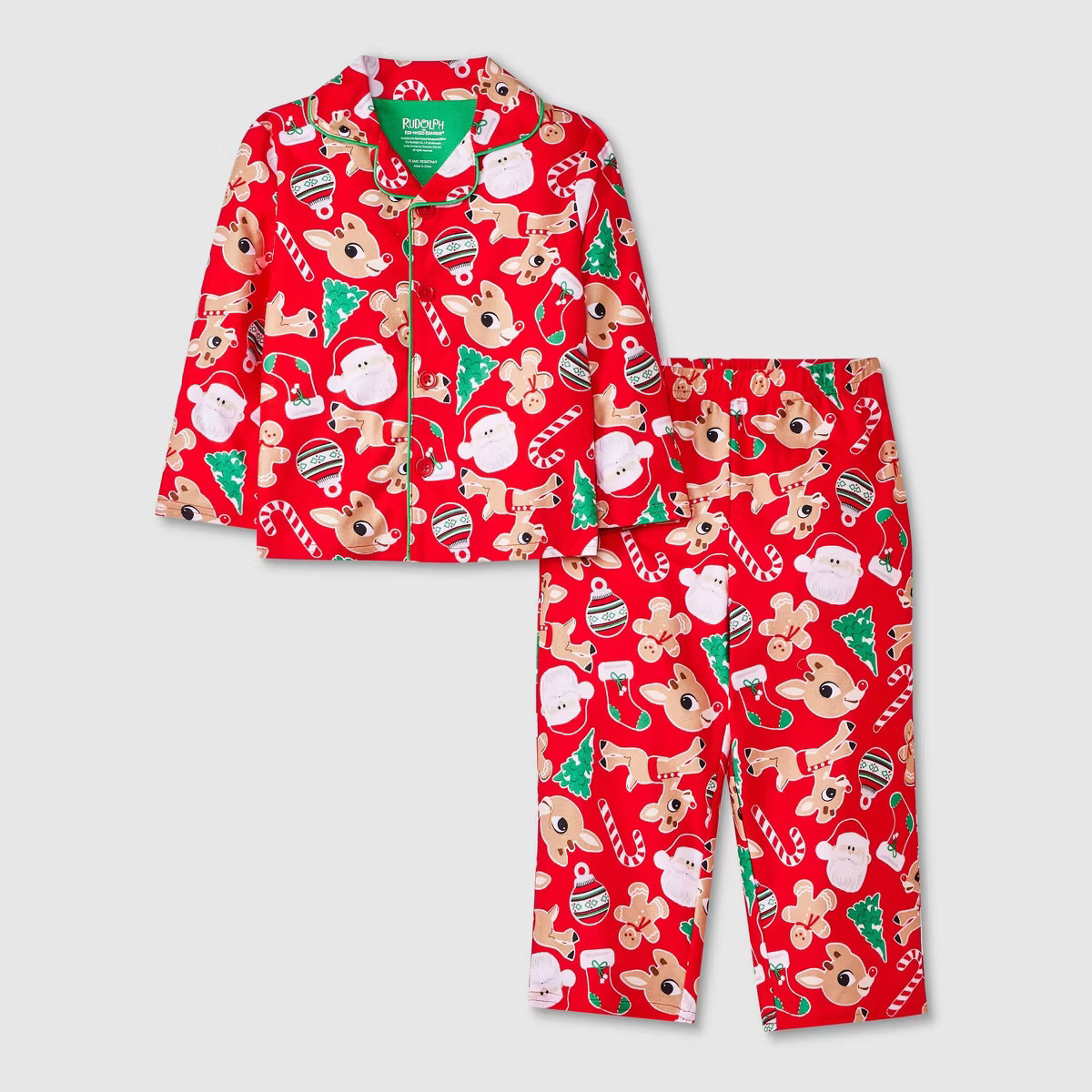 Toddler 2pc Rudolph The Red-Nosed Reindeer Christmas Coat Pajama Set - Red | Target