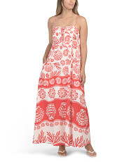 Linen Blend Strappy Border Print Maxi Dress | Casual Dresses  | Marshalls | Marshalls