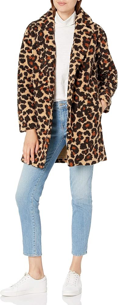 Amazon.com: Daily Ritual Women's Teddy Bear Fleece Oversized-Fit Lapel Jacket, Leopard Print, Sma... | Amazon (US)