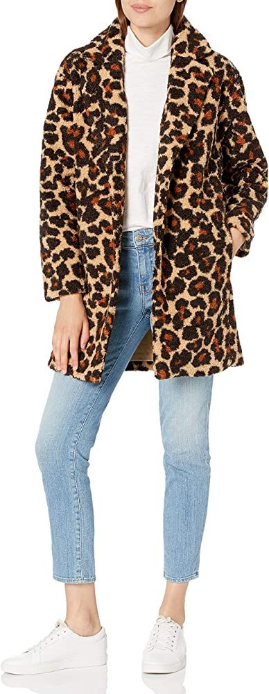Amazon.com: Daily Ritual Women's Teddy Bear Fleece Oversized-Fit Lapel Jacket, Leopard Print, Sma... | Amazon (US)