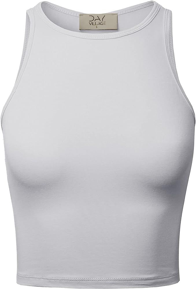 DAY VILLAGE Women's Halter Neck Sleeveless Crop Tank Top | Amazon (US)