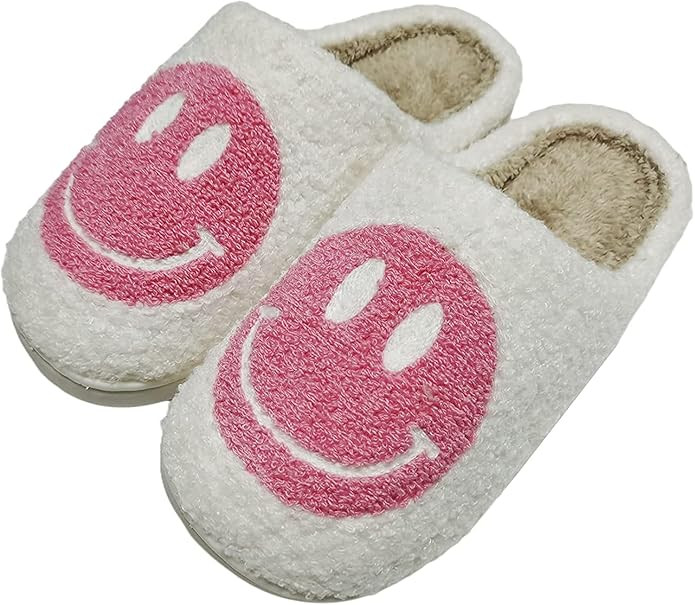 Women's Smiley Slippers Men's Vintage Soft Plush Memory Foam Comfortable Fur Home Shoes Cute Furr... | Amazon (US)