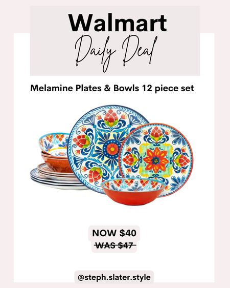 Walmart Daily Deal
12 piece melamine plates and bowls

#LTKsalealert #LTKSeasonal #LTKhome