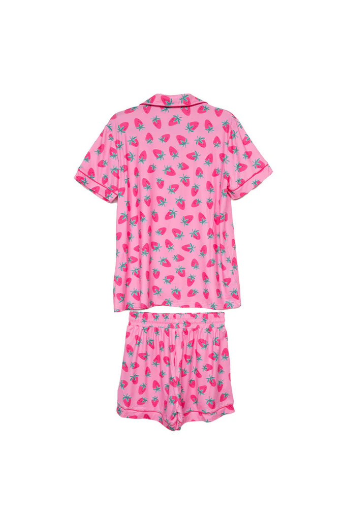 Pink Strawberry Print PJ Loungewear Set | Katydid.com