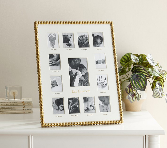 Antique Brass Bead First Year Frame | Pottery Barn Kids