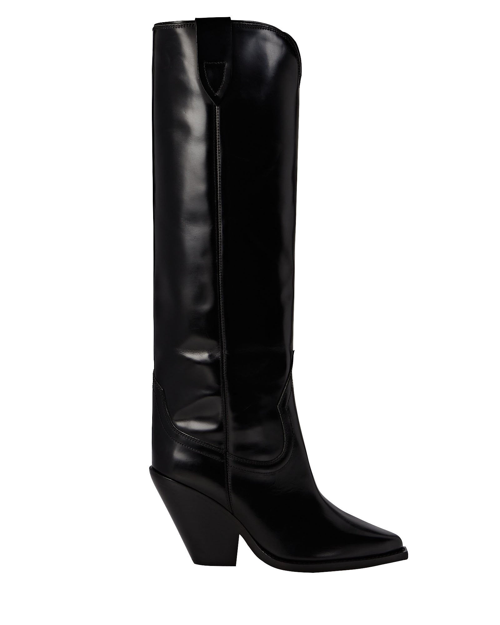 Isabel Marant Lomero Leather Knee-High Western Boots, Black 38 | INTERMIX