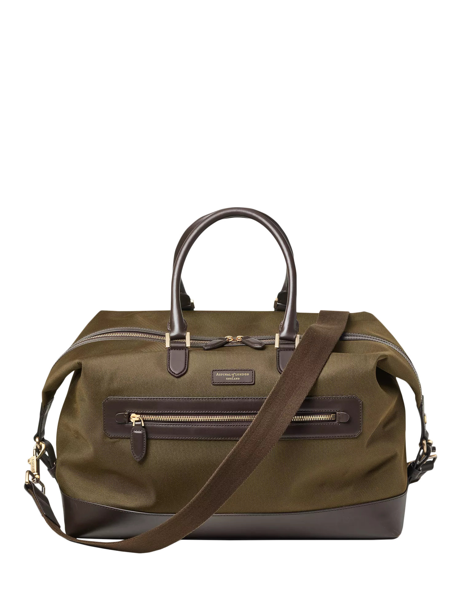 Aspinal of London Men's Nylon Weekend Bag, Khaki | John Lewis (UK)