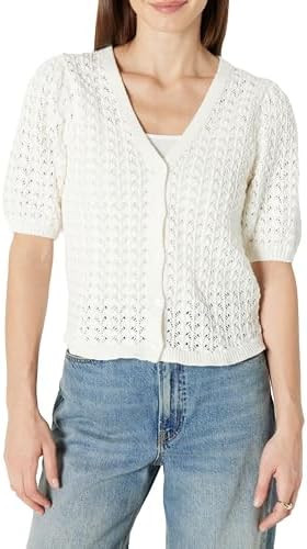 Amazon Essentials Women's Relaxed-Fit Crochet Short-Sleeve Cardigan | Amazon (US)