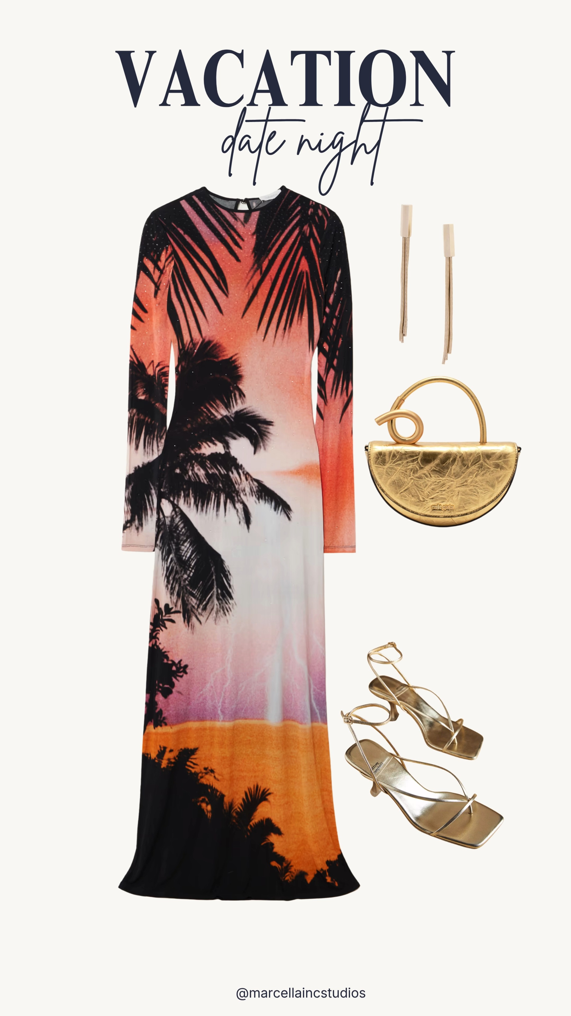 This dress is STUNNING!  Perfect date night minimalist outfit, the print does all of the work. Paired with gold Cult Gaia bag and Tom Ford earrings. #beachoutfit #vacationdress #resortwear #tomford #goldshoes #goldbag #ltkstyletip

#LTKSeasonal #LTKOver40 #LTKTravel