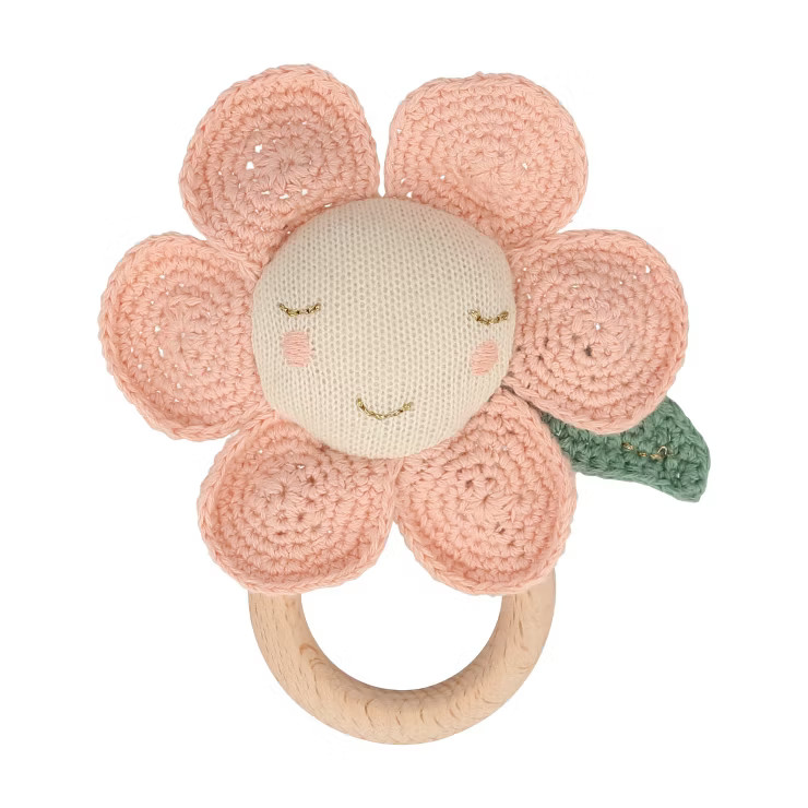 Meri Meri Peach Daisy Baby Rattle (Pack of 1) | Target