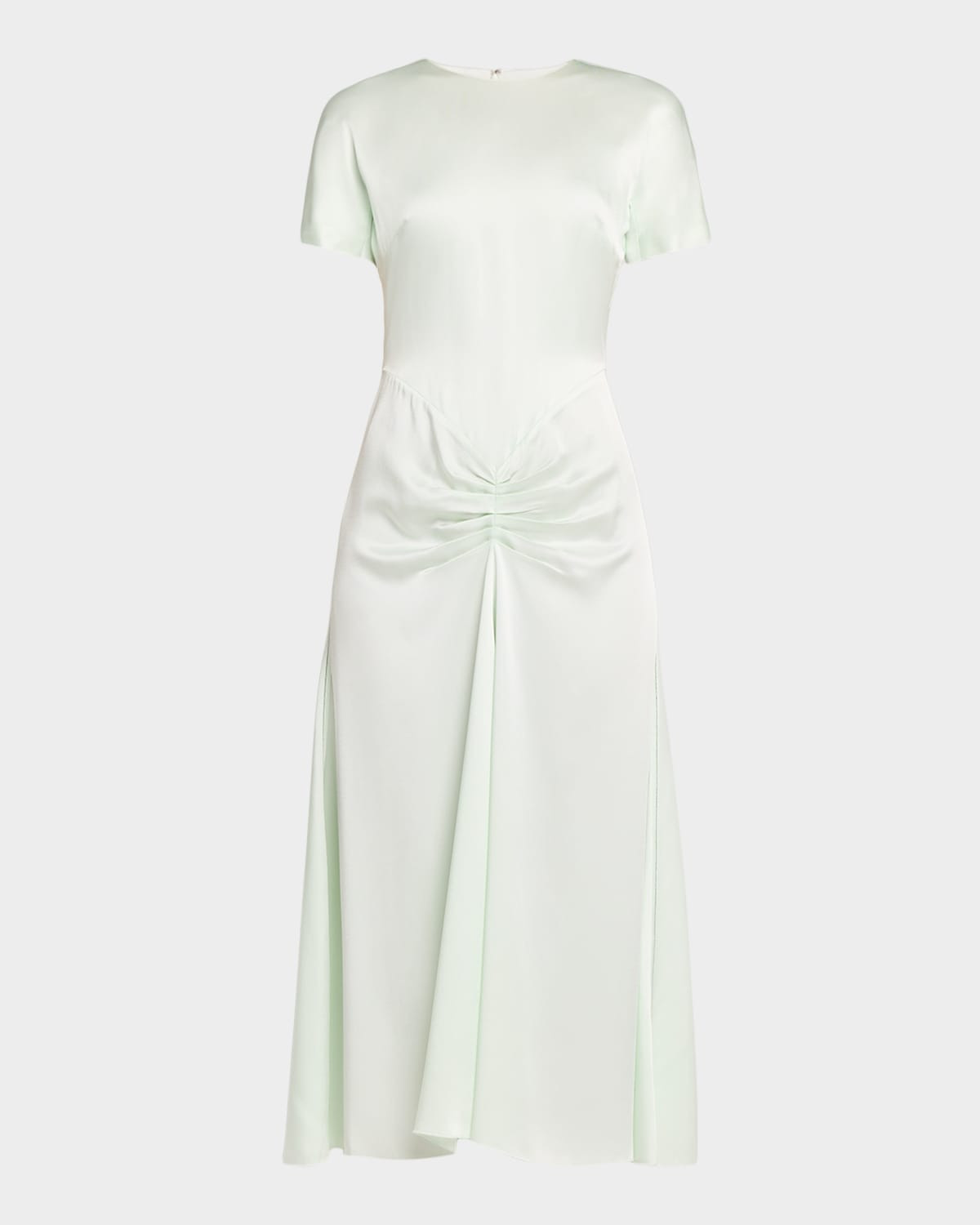 Gathered Waist Satin Midi Dress | Neiman Marcus