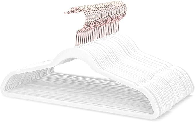 HOUSE DAY White Velvet Hangers Felt Hangers 60 Pack Non Slip Hanger Ultra Thin Space Saving 360 D... | Amazon (US)