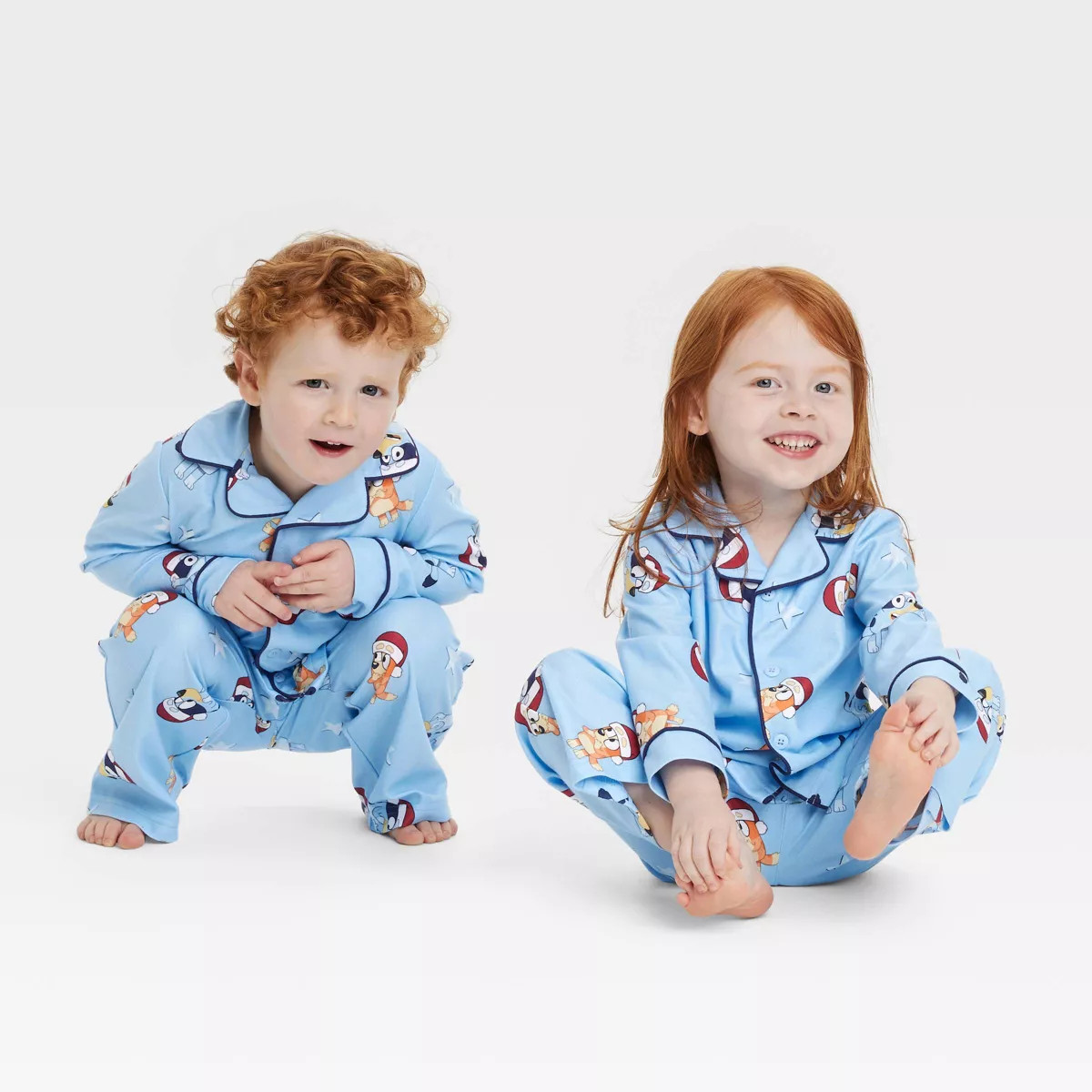 Toddler Boys' 2pc Bluey Christmas Coat Pajama Set - Blue | Target