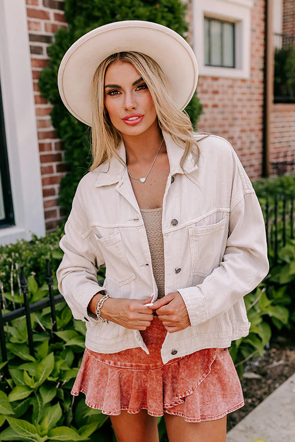 Classic Charm Denim Jacket in Cream | Impressions Online Boutique