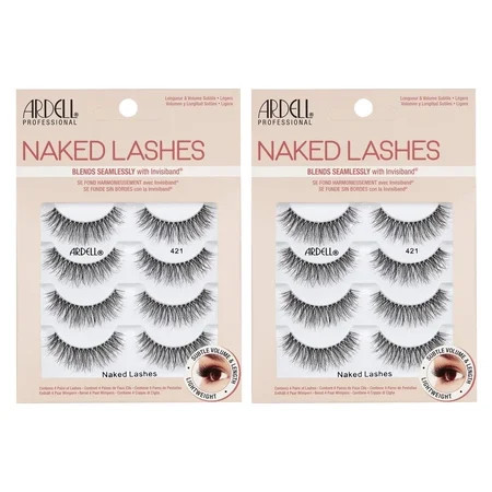 Ardell Naked Lashes 421 False Eyelashes, Lightweight Strip, Natural Look, 8 Pairs (2 Packs of 4) | Walmart (US)