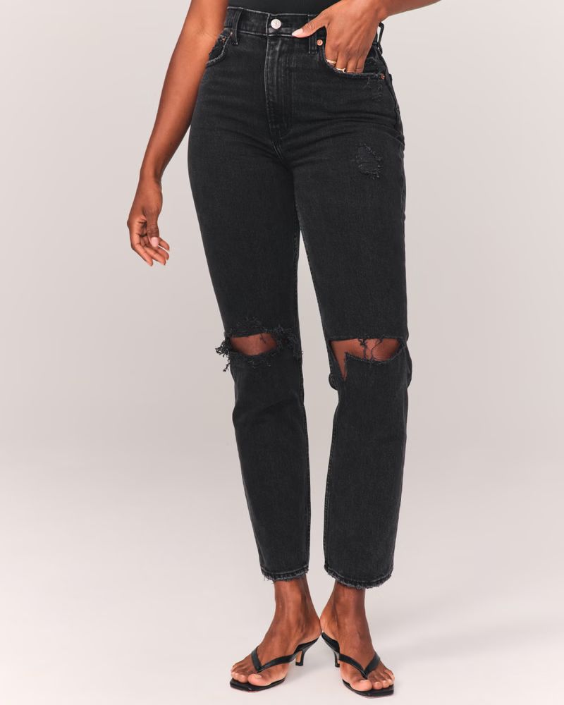 Women's Curve Love 90s Ultra High Rise Straight Jeans | Women's Bottoms | Abercrombie.com | Abercrombie & Fitch (US)