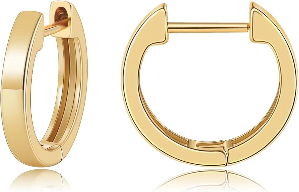 Yomhary 15mm Small Gold Hoop Earrings for Women ,14K Real Gold Plated | Walmart (US)