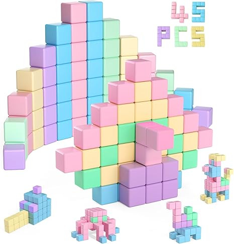 45PCS Magnetic Blocks, Building Blocks for Toddlers Age 3-5 Magnet Cubes Toys STEM Preschool Educ... | Amazon (US)