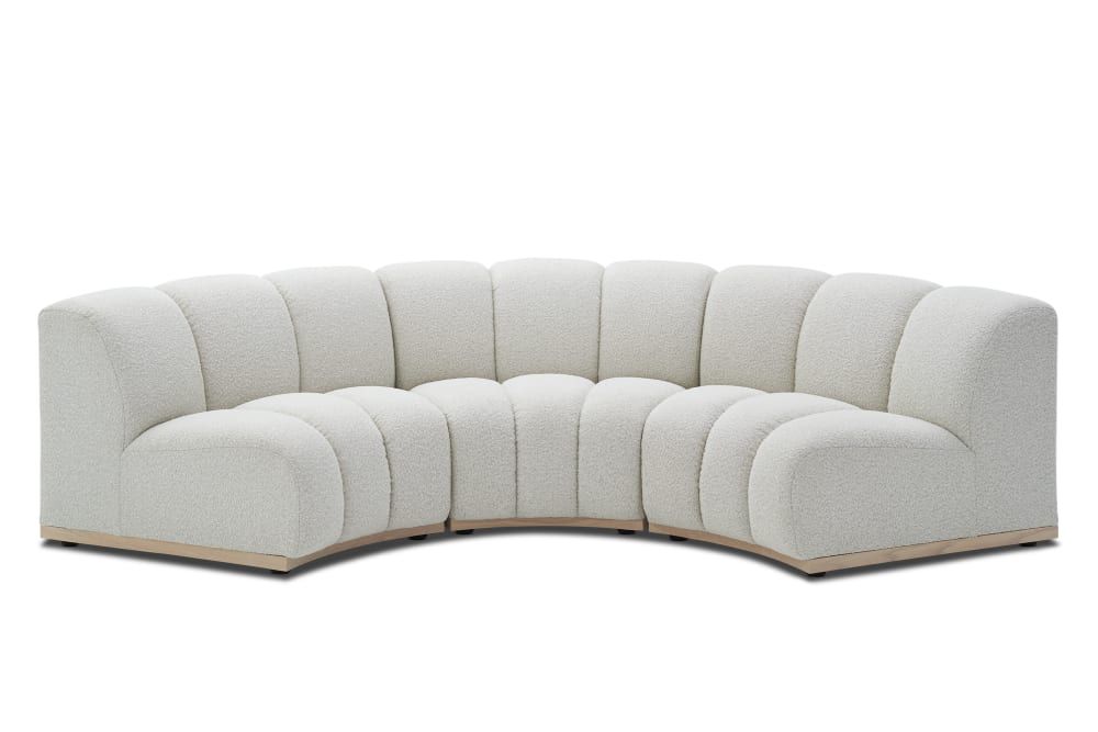 Marlow Bouclé Curve 3 Seater Sofa, White Quartz Bouclé | Castlery | Castlery (AU)