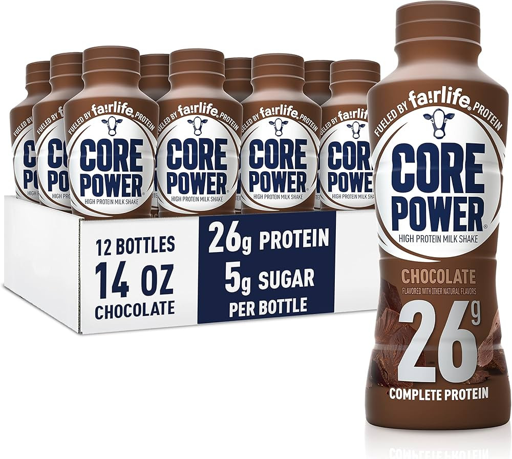 Core Power Protein Shake, Chocolate, 26g Bottle, 14oz, 12 Pack | Amazon (US)