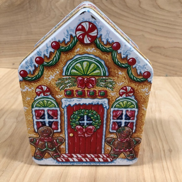NWOT Vintage gingerbread house cookie tin Christmas Xmas Holiday | Poshmark