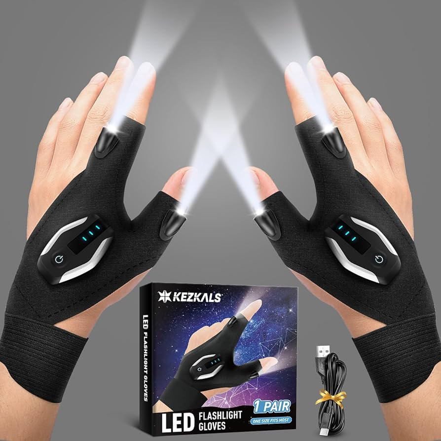Gifts for Men, LED Rechargeable Flashlight Gloves, Stocking Stuffers for Men, White Elephant Gift... | Amazon (US)