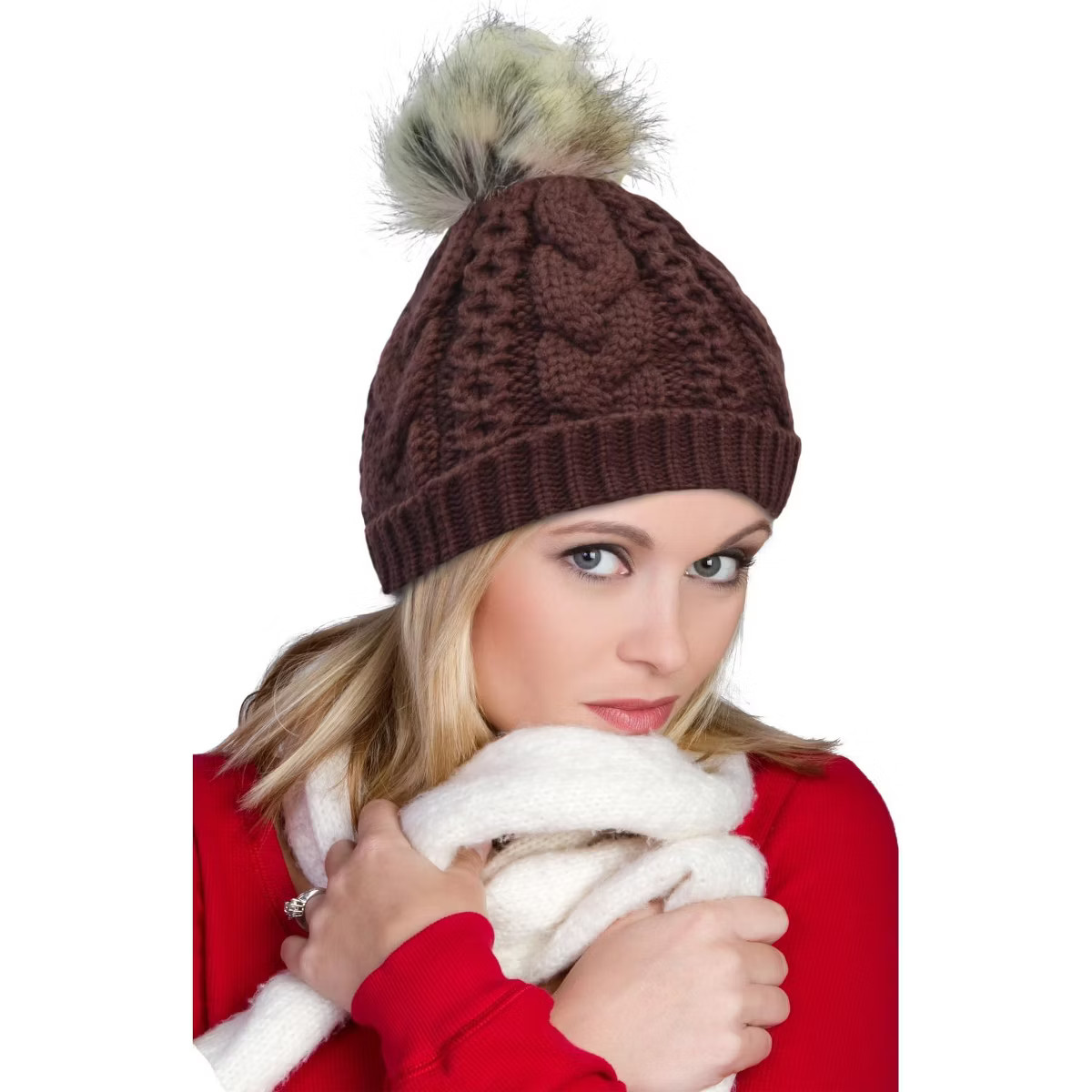 Terra Women's Knits Stylish Warm Knit Mainstay Pom Pom Cold Weather Hat | Target