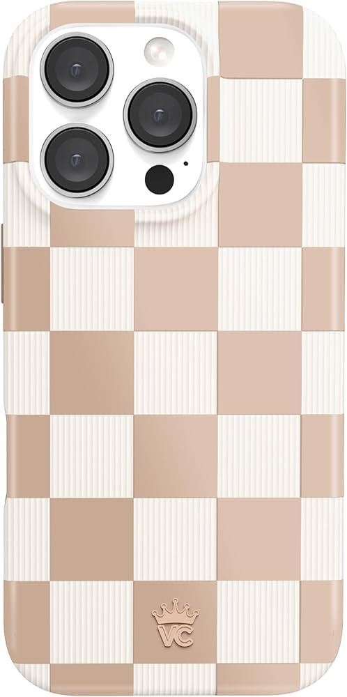Velvet Caviar Compatible with iPhone 16 Pro Case for Women Cute Checkered [8ft Shockproof] - Girly Protective Designer Phone Cases - Nude Neutral Aesthetic | Amazon (US)
