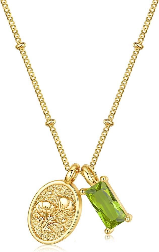 Turandoss Birthstone Birth Flower Necklace Birthday Jewelry Gifts for Women | Amazon (US)