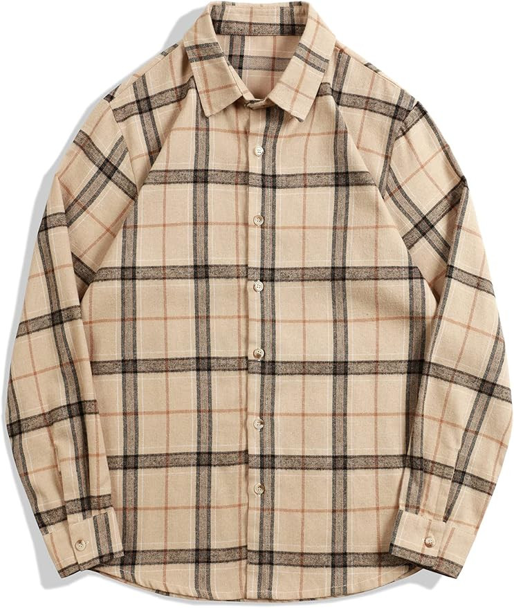 VAGUE STAR Men's Button Down Regular Fit Long Sleeve Plaid Flannel Casual Shirts | Amazon (US)