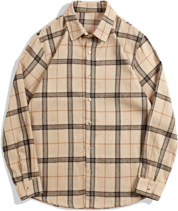 VAGUE STAR Men's Button Down Regular Fit Long Sleeve Plaid Flannel Casual Shirts | Amazon (US)