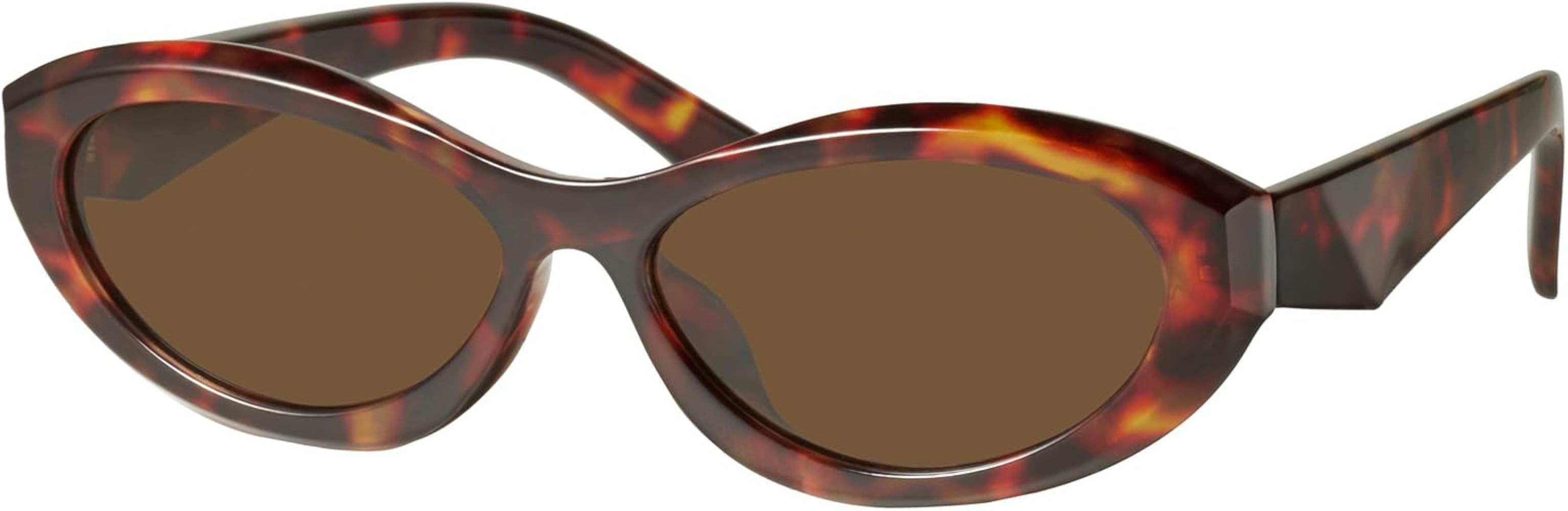 mosanana Retro Oval Sunglasses for Women Vintage 90s Cat Eye Narrow Skinny Sunnies MS52372 | Amazon (US)