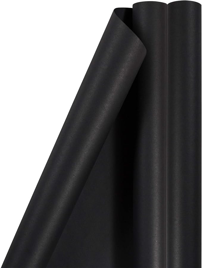 JAM PAPER Gift Wrap - Matte Wrapping Paper - 50 Sq Ft Total - Matte Black - 2 Rolls/Pack | Amazon (US)