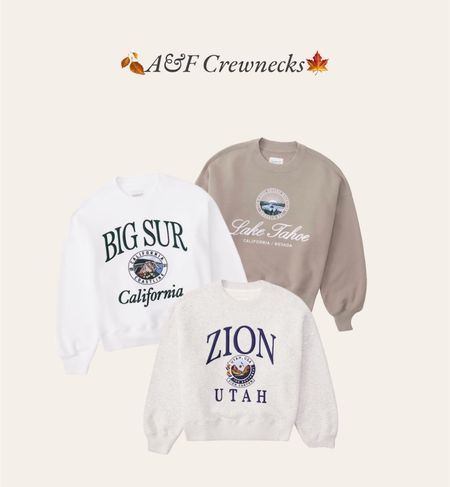 Love love love abercrombies crewnecks , they are super comfy & chic , the perfect casual style with classy graphics , I always stock up on these for fall & winter. I recently just purchased the lake tahoe one & got it in sale for $40 , they are currently $60 again but keep your eye out for those one day sales !  

#LTKtravel #LTKBacktoSchool #LTKSeasonal