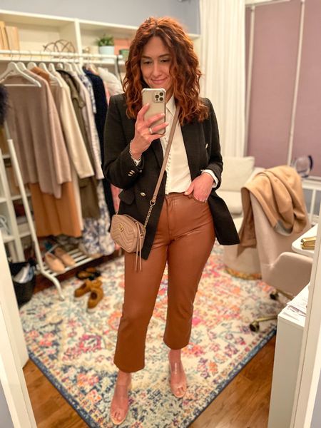 Date night in these vegan leather pants and classic silk blouse/blazer combo.

Fall outfit, Fall Fashion, Date Night, faux leather 

#LTKSeasonal #LTKcurves #LTKshoecrush