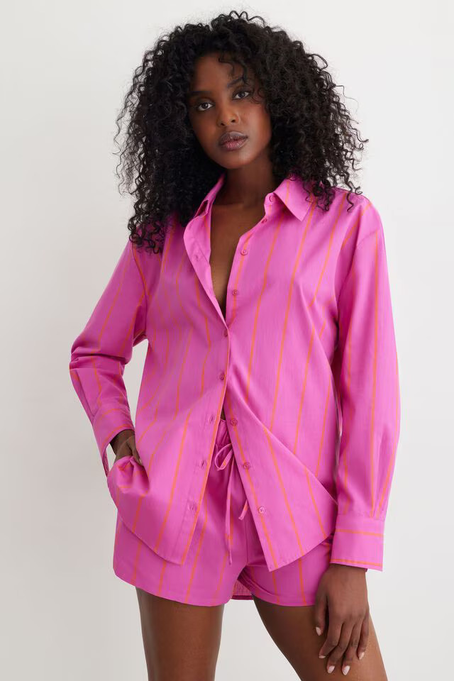 Frida Stripe Button Up Shirt | Dynamite Clothing