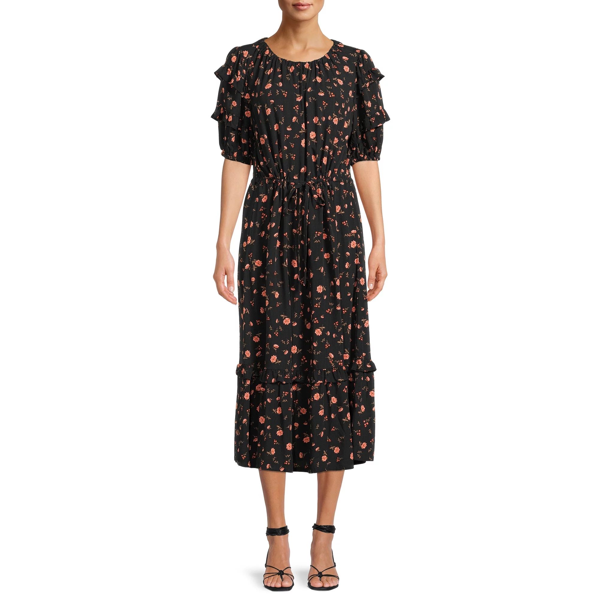 The Get - The Get Women's Tiered Ruffle Prairie Midi Dress - Walmart.com | Walmart (US)