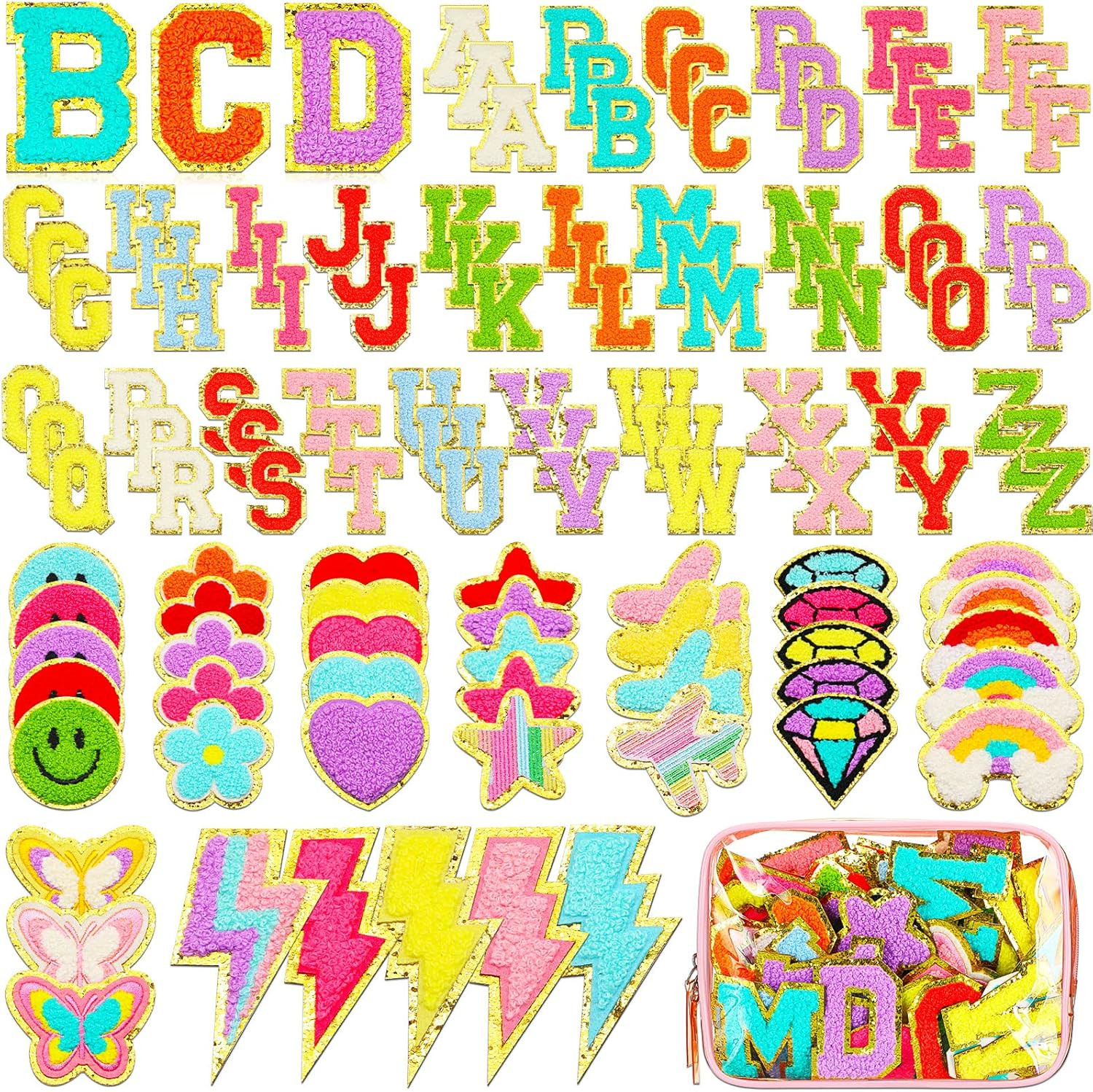 120 Pieces Chenille Patches Iron on Letter Chenille Embroidered Patches Include 78 Pcs Sew Iron o... | Amazon (US)