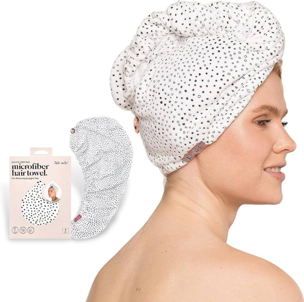 Kitsch Microfiber Hair Towel Wrap - Quick Dry Hair Wrap Towels | Microfiber Towel for Hair | Hair... | Amazon (US)