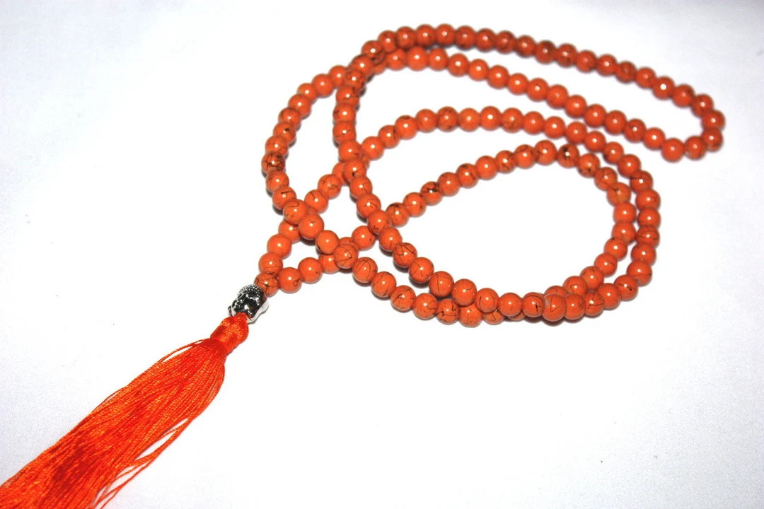 Orange Bead Resine Buddha Silver Tone Tassel Necklace Jewelry | #cik3605o - Etsy | Etsy (US)