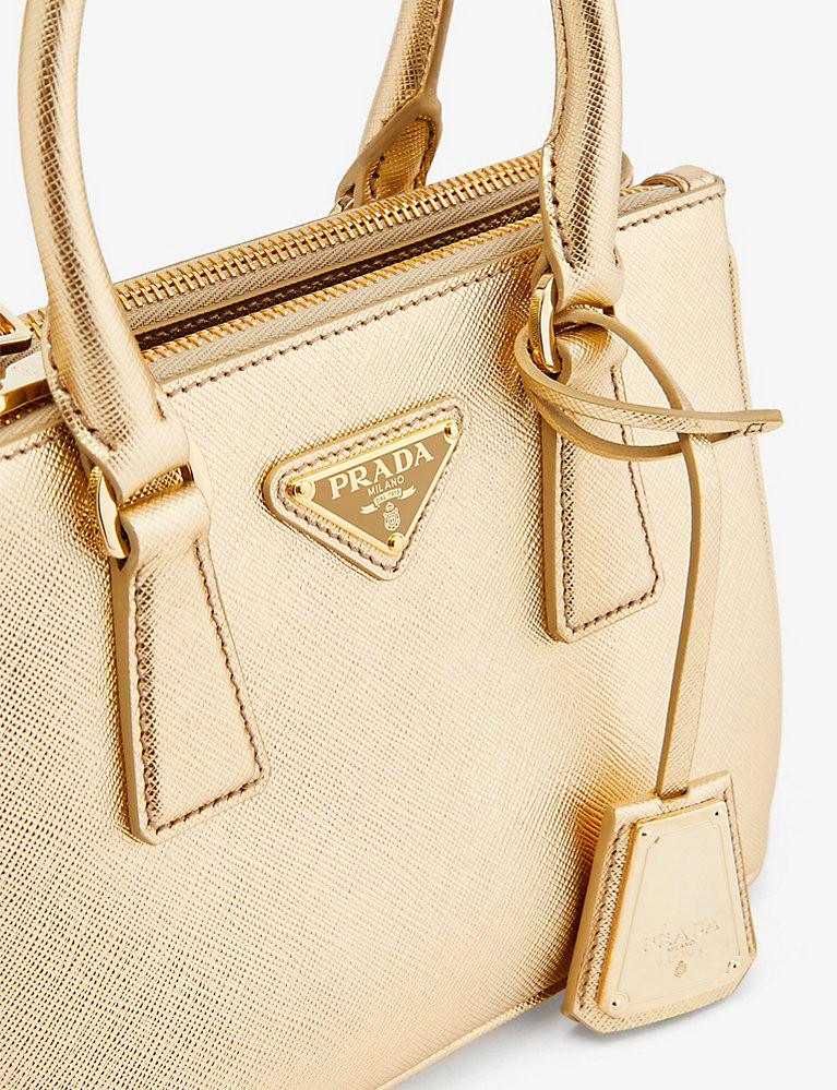 Metallic-finish brand-plaque leather shoulder bag | Selfridges