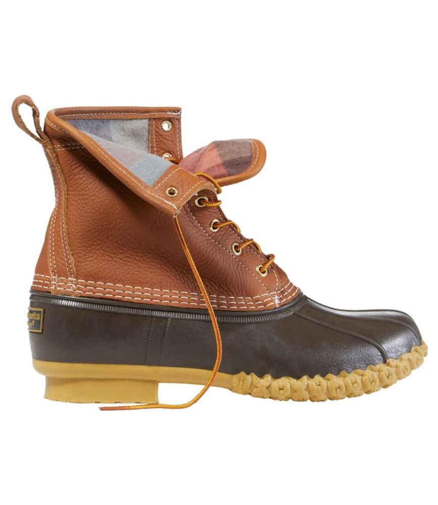 Men's Bean Duck Boots 8", Flannel-Lined Insulated Tan/Brown/Gum 12(D), Leather/Rubber L.L.Bean | L.L. Bean
