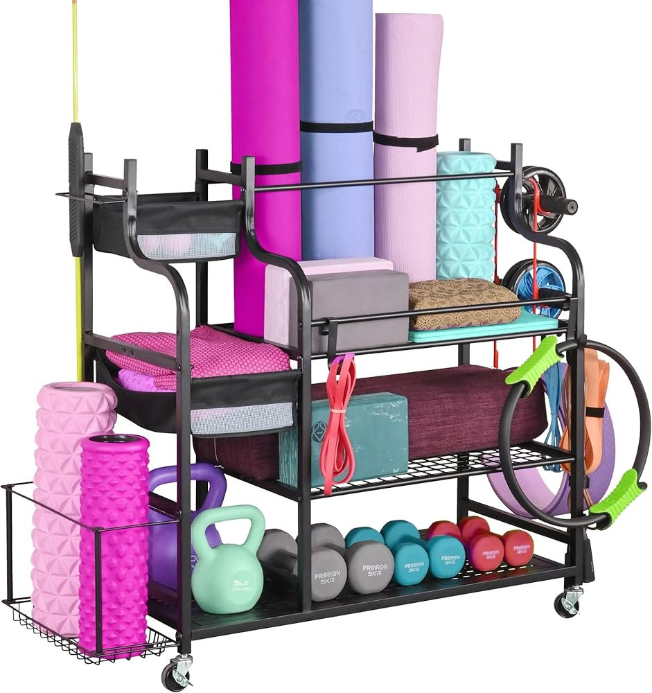 Mythinglogic Weight Rack for Dumbbells, Home Gym Storage for Yoga Mat Dumbbells Kettlebells and S... | Amazon (US)