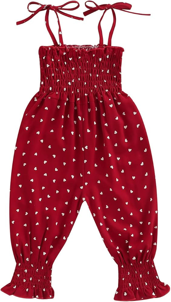 Infant Toddler Baby Girls Off Shoulder Romper Summer Sleeveless Suspender Jumpsuit Heart&Leopard ... | Amazon (US)