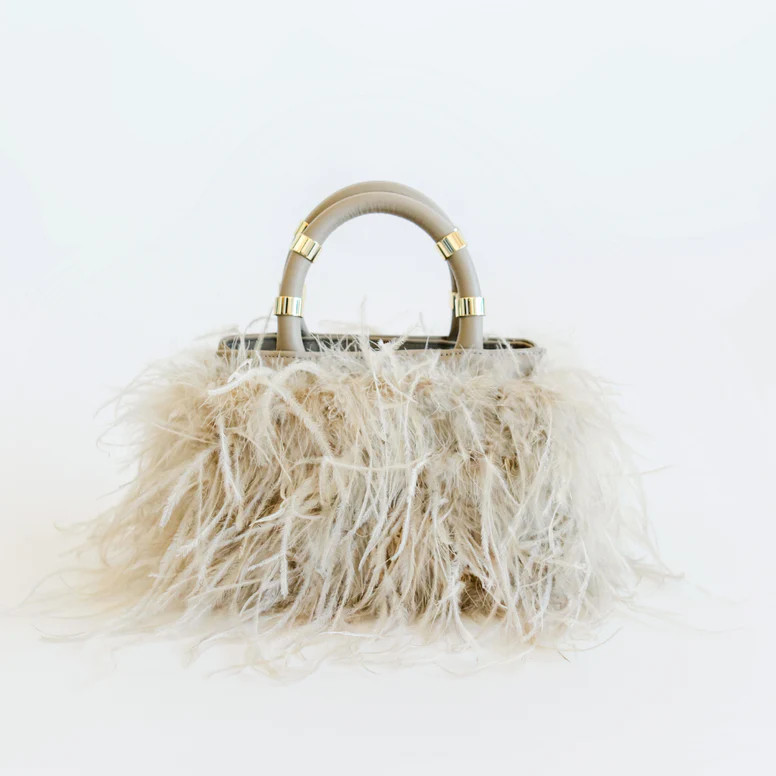 J. LOWERY EMILY Feather Bag | Stone | J. LOWERY