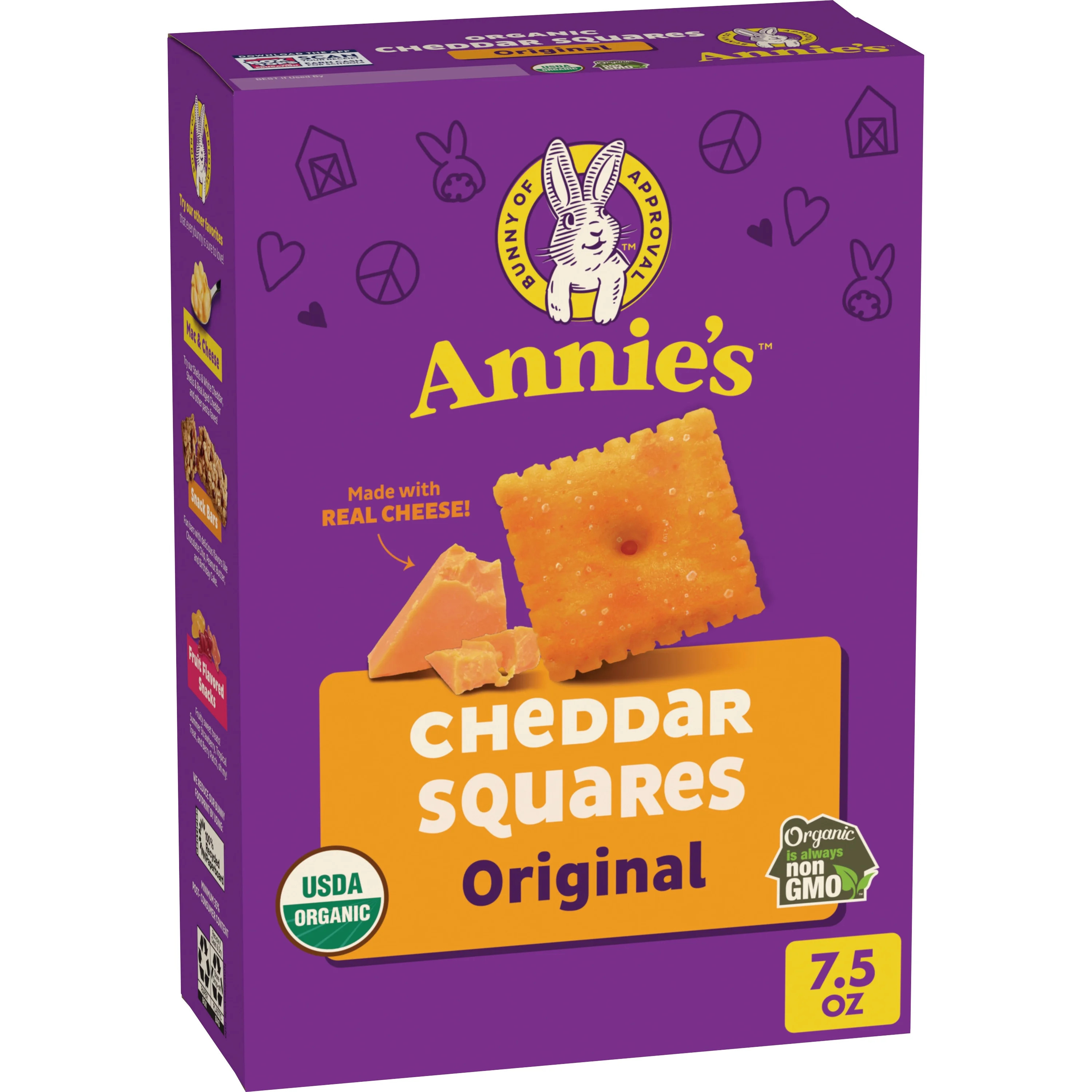 Annie's Organic Cheddar Squares, Baked Cracker Snacks, 7.5 oz | Walmart (US)