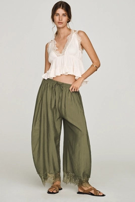 Reverie Lace-Trim Tapered Pants | Anthropologie (US)