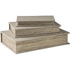 Signature Design by Ashley Jolina Vintage 3 Piece Faux Book Keepsake Storage Box Set, Gray | Amazon (US)