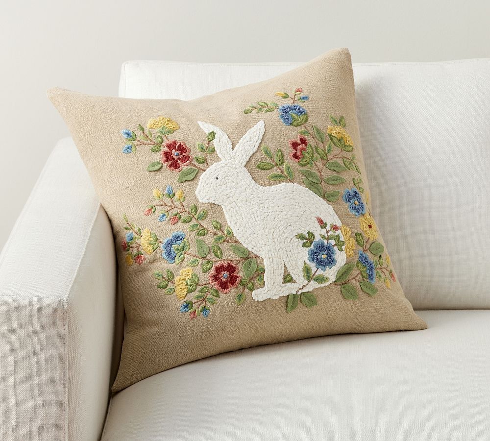 Bunny Embroidered Pillow | Pottery Barn (US)