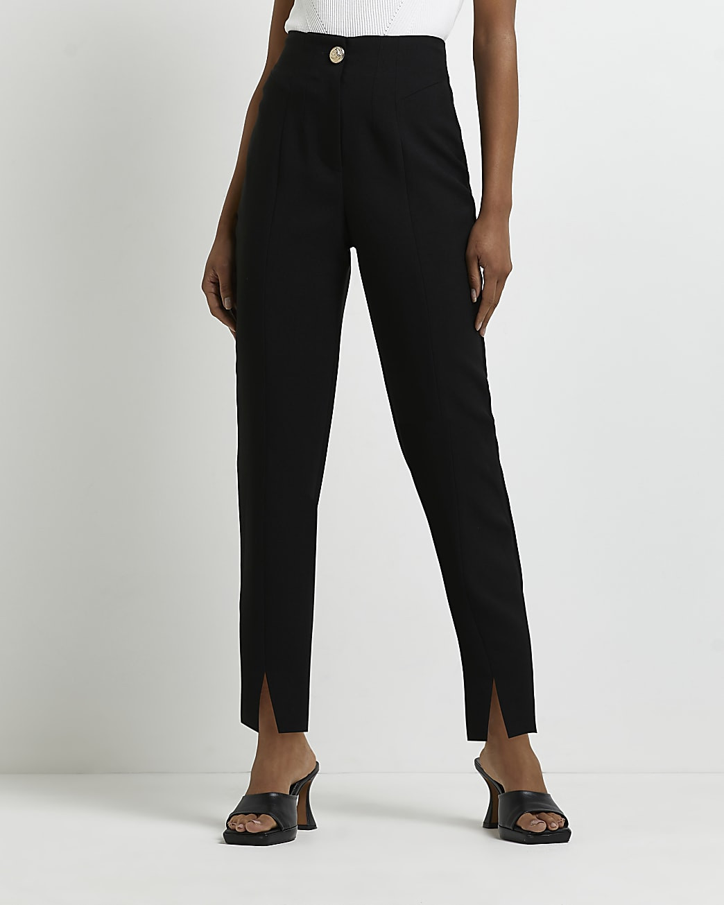 River Island Womens Petite Black Cigarette Trousers | River Island (UK & IE)